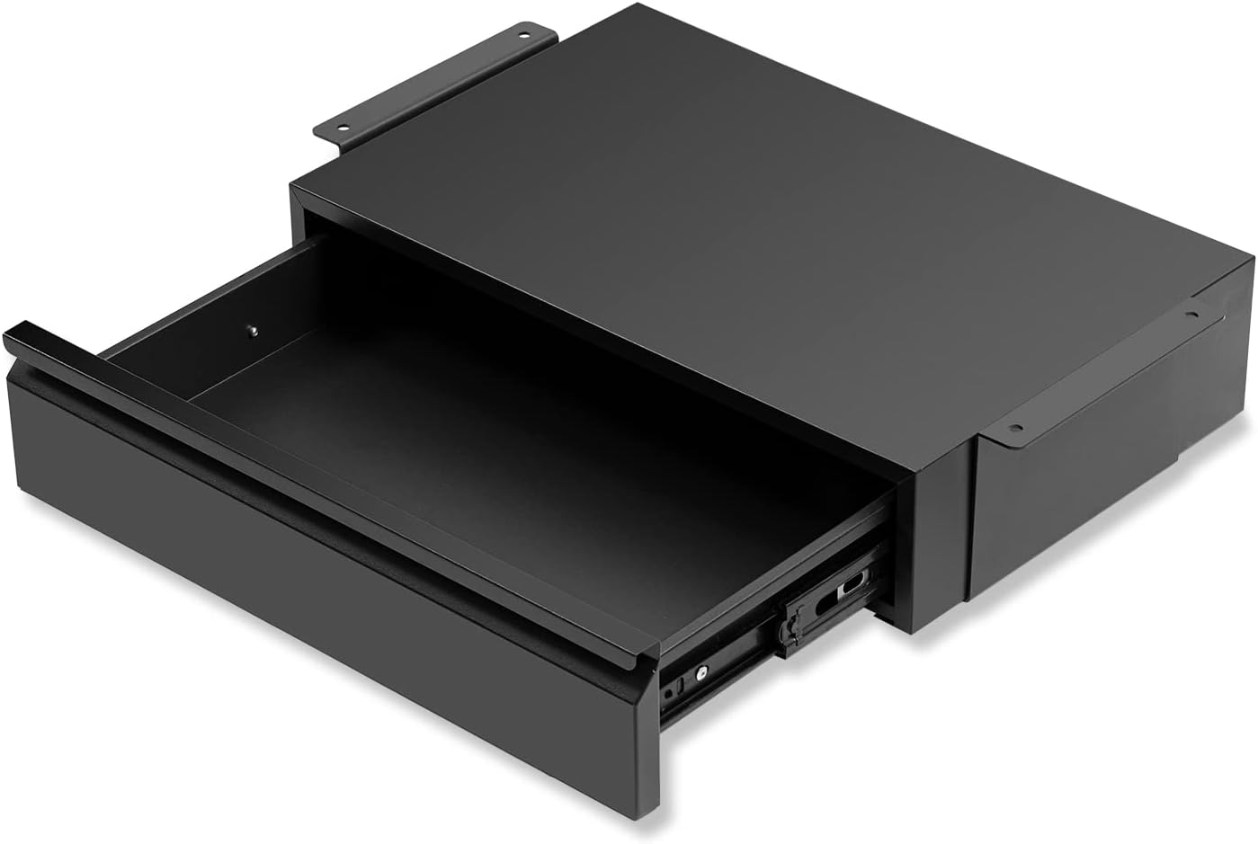 1 Pack Under Desk Drawer 18", Pull-out Storage Organizer with Large Slide Extension Mounted Under Flat Wooden Table or Workbench, Black_Normal Version