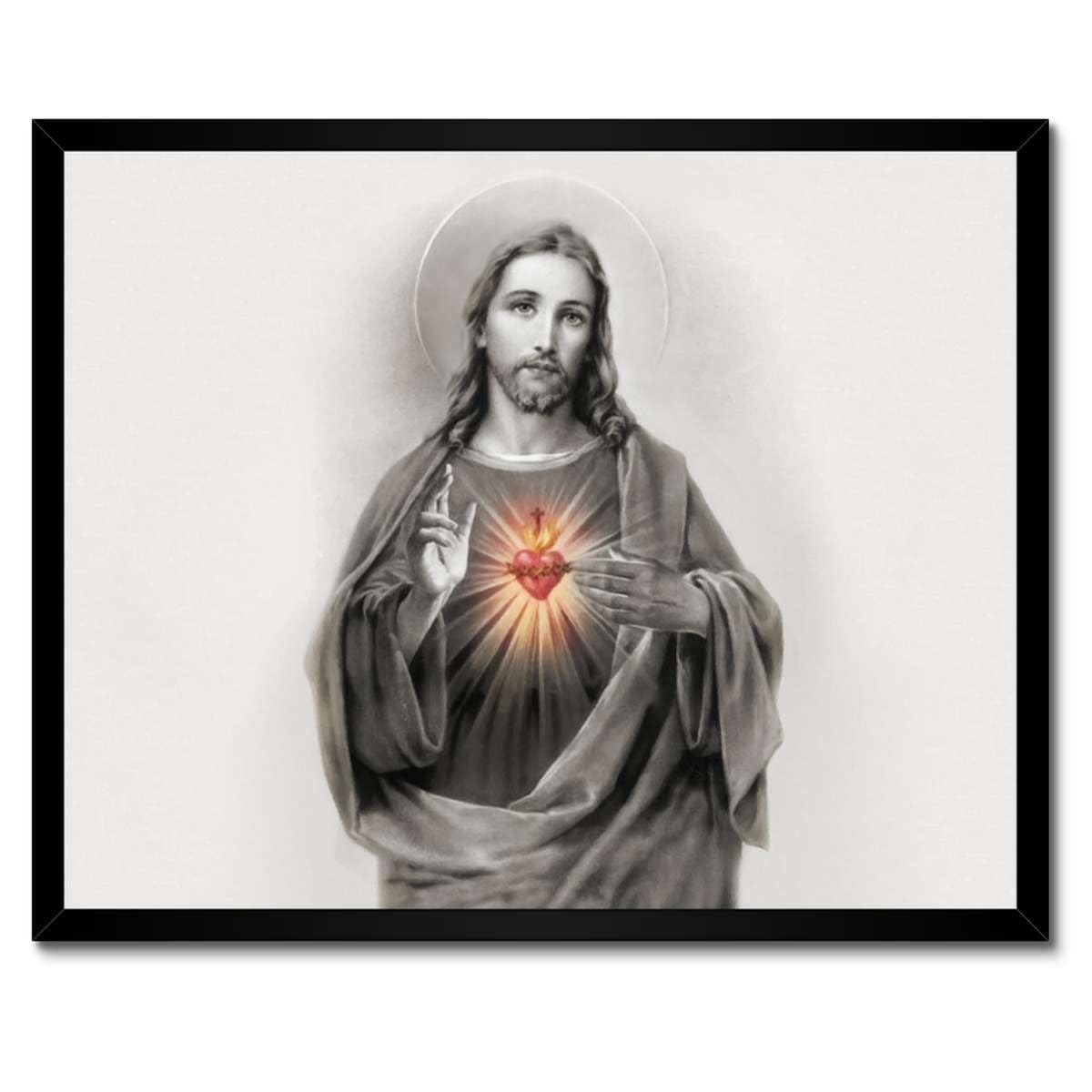 Poster Jésus Christ Roi de haute qualité sous cadre blanc 50 x 40 cm - 3