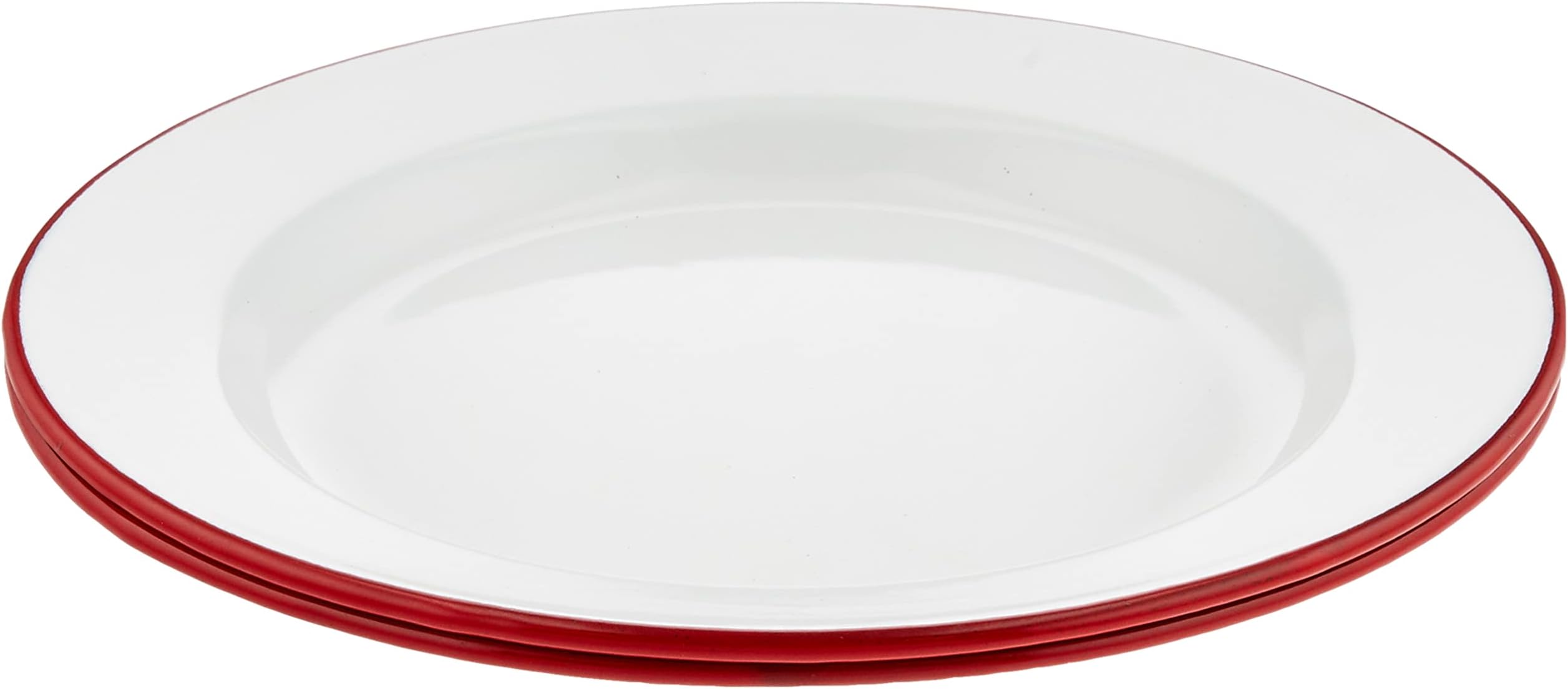 Falcon Enamel Plate, 9.4 inches (24 cm), Set of 4, Red