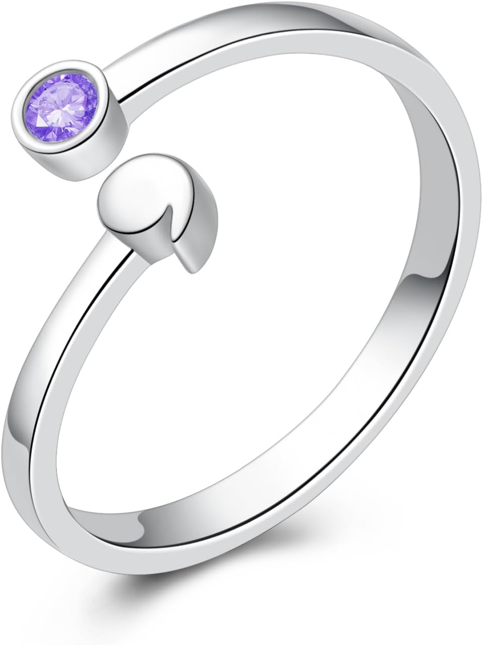 Birthstone Semicolon Rings 925 Sterling Silver Adjustable Stackable Ring Jewelry Gifts for Women Teen