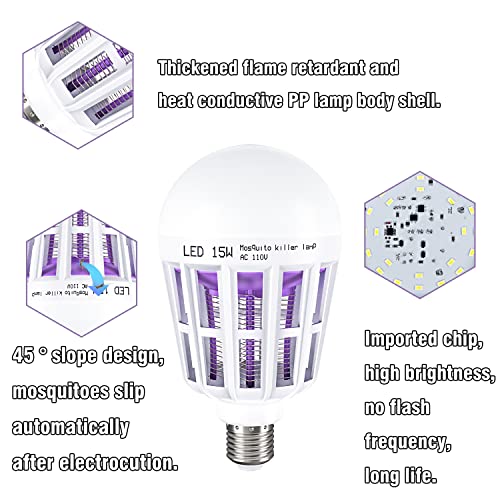 2 Pack Bug Zapper Light Bulb, 2 In 1 Mosquito Light Bulb Zapper, Bug Light Bulbs Uv Led Lamp For Patio And Indoor #TOP3