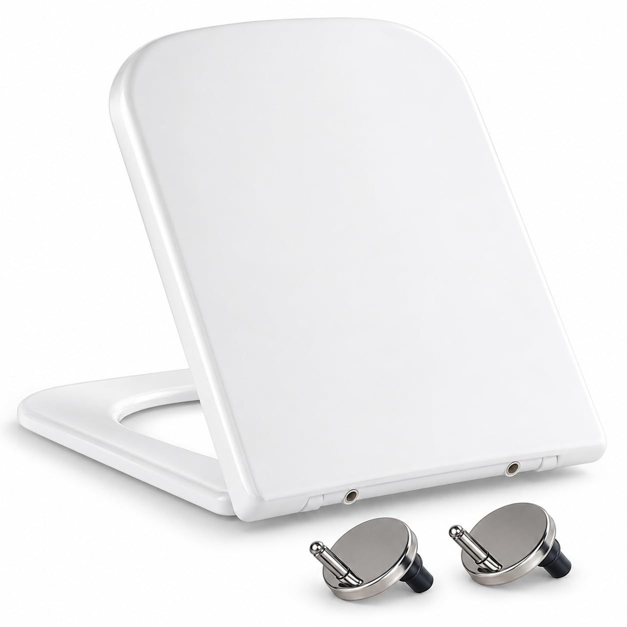 Mass Dynamic Sedile WC quadrato, con abbassamento automatico e sgancio rapido per una facile pulizia, sedile universale per WC di forma quadrata, fissaggio superiore, facile installazione (40 cm di