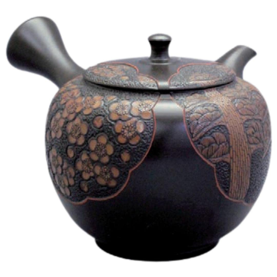 Teapot Kyusu Tokoname - SHUN-EN - Black - 250 ml cc - Ceramic Mesh - Sho Chiku Bai