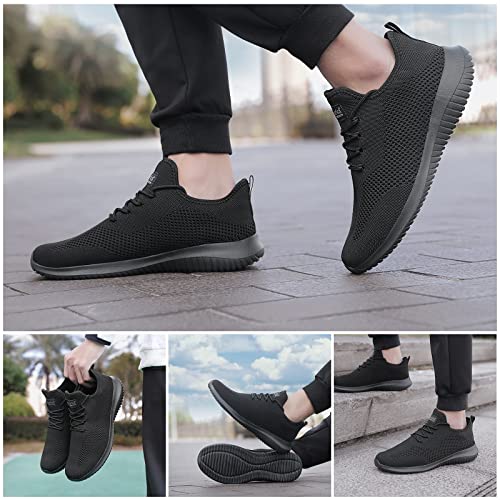 MAZURKA Men's Fashion Sneakers Running Walking Trail Shoes Athletic Sport Sneakers Non Slip Ultra Lightweight Mesh High Elastic Insole Casual Fashion Sneakers for Men Black 9.5 - Image 7