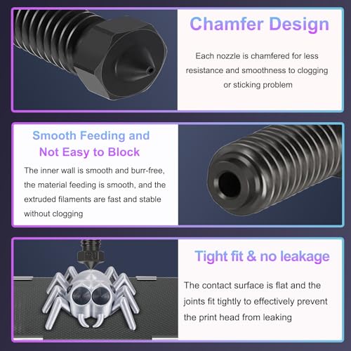 Image of 6PCS 0.4mm Hardened Steel Nozzles for Anycubic Kobra 3 V2 /Kobra 3 /Kobra S1, Extruder Hotend Nozzle Kit with Cleaning Needle, Tweezers and Wrench