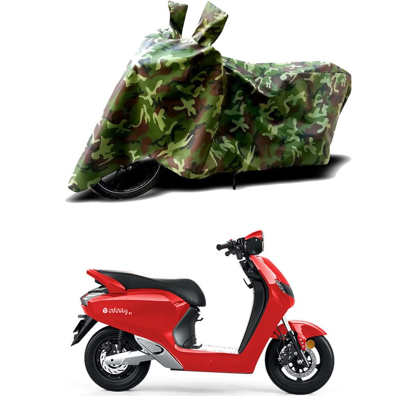 Image of 100% Water Resistant Bike Scooty Two Wheeler Body Cover Compatible for Bounce Infinity E1 /UV-Rays /Heat Protection /Birds Dropping /Scratchproof /Dust Proof /Waterproof /All Varient[Green MJ]
