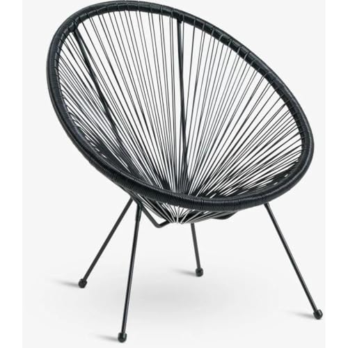 ORION91oficial®   Hawaii Outdoor Chair Steel and Synthetic Rattan, Black 74x84x85 cm, for Garden Use, Outdoor Furniture, Unique Design with PVC Feet for Protection.   Unidad