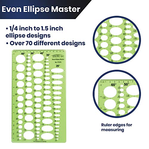 Image of Pacific Arc Even Ellipse Master Template Guide, 79 Ellipses in 5 projections of 20, 30, 40, 50, and 60 Degrees