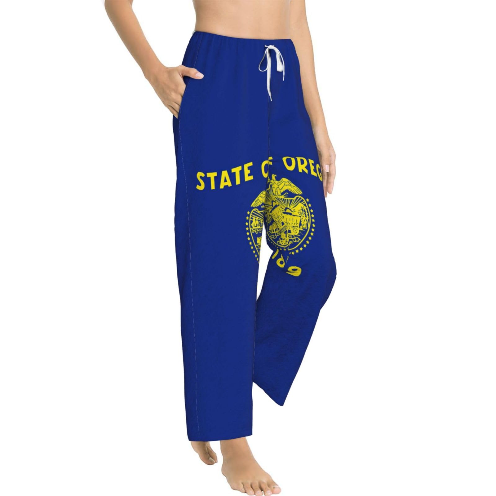 Oregon Damen-Schlafanzughose mit Staatsflaggen-Druck, Flanell, warm, bequem, Lounge-Schlafhose für Urlaub und Weihnachten