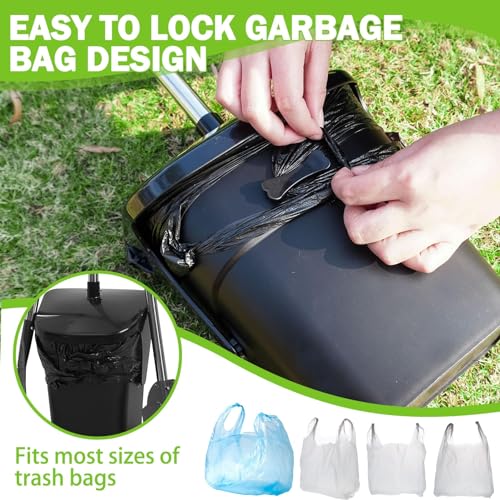 Image of SCENEREAL Dog Pooper Scooper for Yard, Dog Poop Trash Can Outside Swivel Bin Rake Kit for Large Medium Small Dogs with 40 Waste Bags, Extra Long 45 inch Metal Handle, Portable Heavy Duty Outdoor Scooper