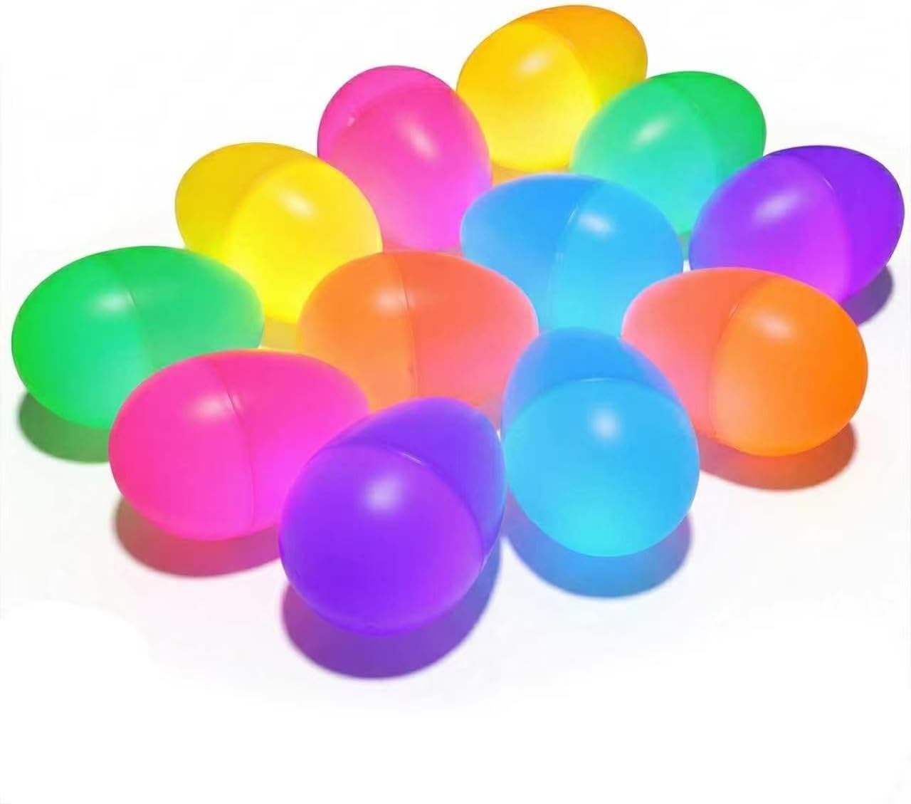 Pack of 12 | 2.36 Inches Glow in the Dark Easter Eggs with Mini Glow Sticks (24 Pcs Total) for Kids, Glow-in-The-Dark Basket Stuffers, Easter Hunt Game Party Favor Decorations, Classroom Crafts Prizes