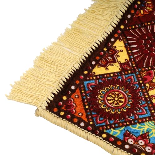 Kuber Industries Prayer Mat | Velvet Aasan | Meditation Prayer Carpet Mat | Pooja Aasan | Rangoli Square | Traditional| Rectangle | Multicolor