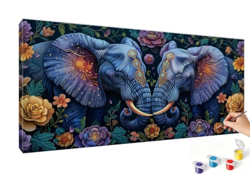 Kit numéro d'art éléphant bleu peinture par numéro adulte acrylique