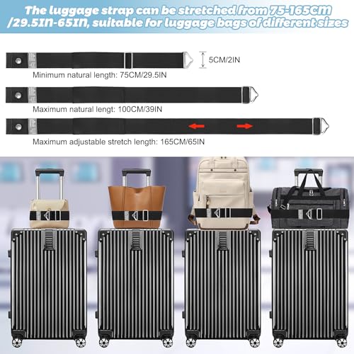 Image of Yotako Luggage Strap for Suitcases, 2-in-1 Travel Belt for Luggage Straps, Add a Bag Over Handle Adjustable Luggage Belt, Elastic Suitcase Strap for Airport Travel Accessories (Black)