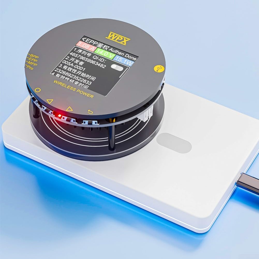 QI2 Probador inalámbrico de carga rápida 25W, herramienta de prueba de protocolo Qi2 para el rendimiento del cargador inalámbrico