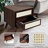 Bme Nipe Solid Wood And Rattan Nightstand, Fully Assembled, Woven Cane End Table Bedside Table For Modern Bedroom Boho Living Room With Tall Wood Legs Large Storage 1 Drawer Walnut