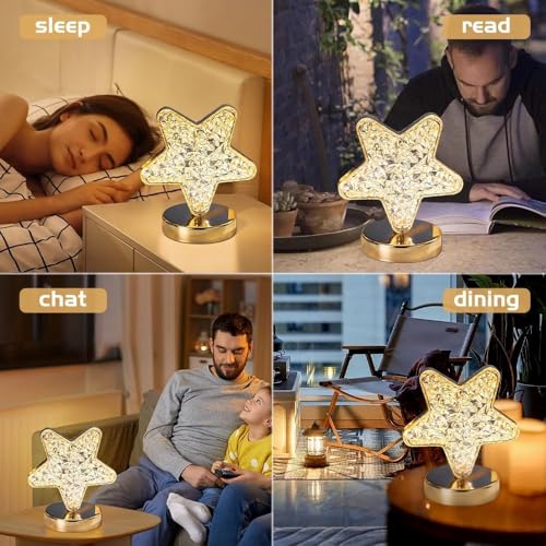 Image of K D 3D Crystal Star Night lamp | USB Powered Star Light Decorative Lamp for Bedroom, Living Room & Gifts with USB Powered (Star Light)