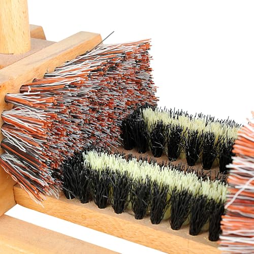 Stiefelknecht / 4 Bürsten - Stiefelzieher mit langem Holzgriff zum Aufstützen - Bürste, Abkratzer, Schuhreiniger - Praktisch, um Stiefel leicht auszuziehen - 90 CM - Holz