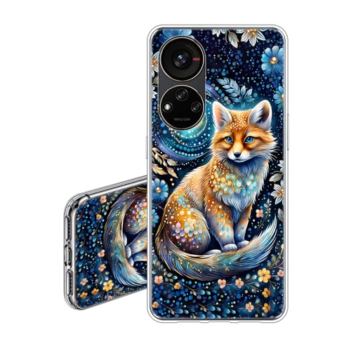 JEZSTHAI Case Compatible con ZTE Blade V40S Funda Transparente Silicona Flexible Suave Anti-Choques y Anti-Arañazos TPU Carcasa Protectora con Zorro Dibujos Aesthetic