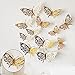 NC 12 Stück silberne 3D-Schmetterling-Wandsticker Metallic-Kunst-Aufkleber, Schmetterling-Wandaufkleber für Heimdekoration, Kühlschrank-Aufkleber, Raumdekoration, Party, Hochzeitsdekoration (Gold)