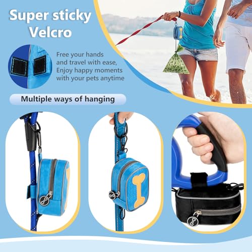 Image of Dog Poop Bag Holder with Stylish Fashion Print - Poo Bag Dispenser and Carrier for Leash Attachment,Blue Bone,Medium