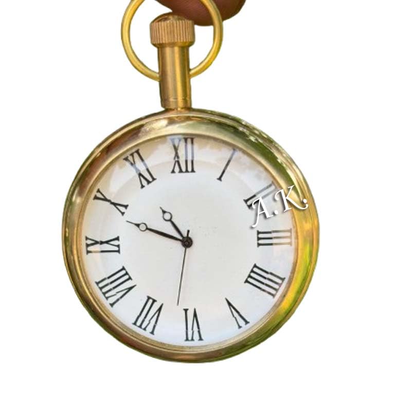 Brass Nautical Antique Pocket Watch Compass Marine with Leather Case Best Gift, Best Compass for Hiking & Travelling-image-6