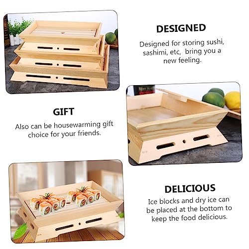 Bandeja doble cara estilo japonés para sushi de plástico beige miniatura 7