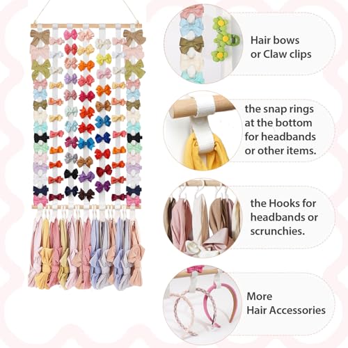 Image of kangaroo Headband Holder Hair Bows Organizer for Baby Girls Large Capacity Bow Holder Hair Accessories Wall Hanging Organizer for Toddler Baby Girl Nursery Room Decor (colorful)