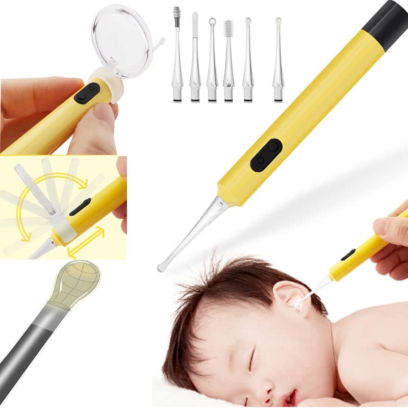 Ear Wax Picker, Lemon Yellow Ear Wax Removal,Ear Wax Cleaner Kit for Audlts and Kids,Earwax Remover Kit with 360 Spiral Massage Ear Pick