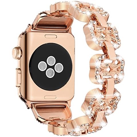 Rhinestone Bracelet For Apple Watch Band Series 9 8 7 6 5 4 3 2 1 SE 41mm 38mm 40mm 49mm 45mm 42mm 44mm Women Girl Adjustable Jewelry Handmade Gift Replacement Strap For IWatch Band Cover