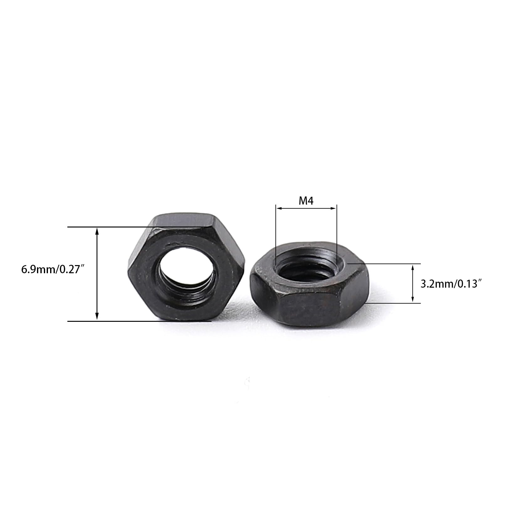 pouilzx M4 Carbon Steel Grade 8 Hexagon Hex Nut Black Carbon Steel