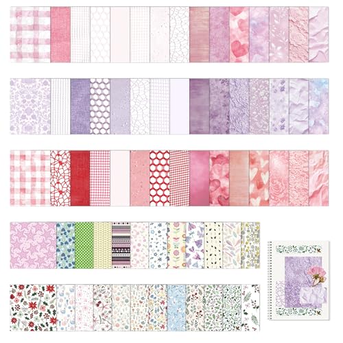 JIEYUMAO - JIEYUMAO Handmade Scrapbook Paper, 69 Sheets Textured Scrapbook Papers, 2 Sizes Textured Paper Assorted Set, Multicolor Collage Card Embellishments for Scrapbooking Journal Supplies