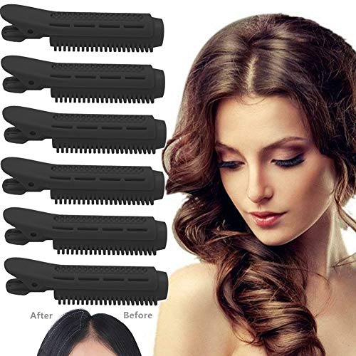 FOYOCER Volumizing Hair Roots Clip Natural Fluffy Curlers Clip No Heat Hair Curler Twist Hair Styling DIY Tool Rollers (6 PCS, Black)