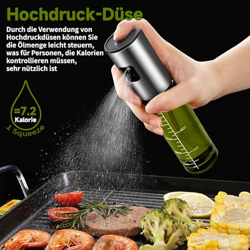 CenYouful Ölsprüher für Kochen, Grünes UV-Schutz Glas Öl Sprühflasche, 100% BPA frei Ölsprüher für Speiseöl, Küche Ölsprühflasche für Heißluftfritteuse, Oil Sprayer mit Skala & Trichter, Ölspray 4