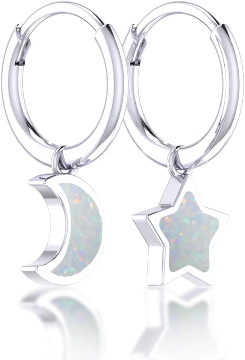 Belinda JewelzEarrings 925 Sterling Silver Hoops Yellow Gold and Rhodium Plating Endless Huggie with Dangling Charm Hoops Jewelry Drop Ear rings Gift for Anniversary Wedding Christmas