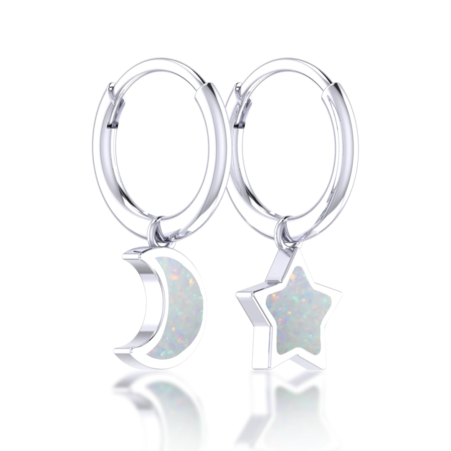 Belinda JewelzEarrings 925 Sterling Silver Hoops Yellow Gold and Rhodium Plating Endless Huggie with Dangling Charm Hoops Jewelry Drop Ear rings Gift for Anniversary Wedding Christmas