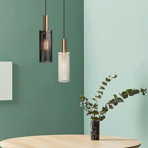 Miniatura 3 de Paquete de 2 lámparas colgantes industriales de metal, moderna y creativa pantalla de hierro cilíndrica, lámpara colgante de techo, lámpara