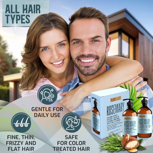 Image of Rosemary Shampoo and Conditioner Set - Sulfate Free Formula with Mint - Volumizing Products and Thickening Care for Thinning Hair Women and Men - 16 Fl Oz (Set of 2)