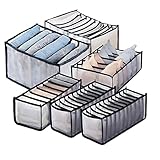 HSLFUAI 6PCS Clothing Organizers | Drawer Organizer Clothes Transparent Mesh Drawer Clothes Storage, Clothes Storage Drawers (6PCS Jeans+Thirts+Bra+Underware+Socks) Clothes Organizer Shirt Organizer