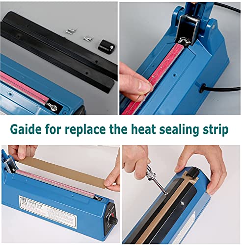 Impulse Heat Sealer Manual Bags Sealer Heat Sealing Machine 12 Inch Impulse Sealer Machine for Plastic Bags PE PP Bags with Extra Replace Element Grip by runruii - Image 5