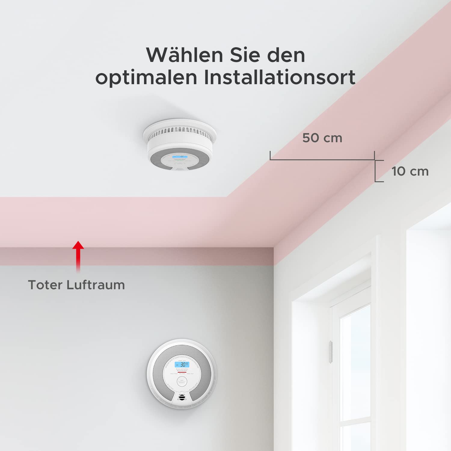 X-Sense SC07 Rauch- und Kohlenmonoxid-Melder, autonom, 10 Jahre, mit LCD-Display und Testtaste, 360-Grad-Überwachung, automatische Überprüfung