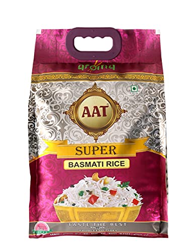 Image of AAT Aroma Super Basmati Rice 5 Kg | Premium Basmati Rice | Extra Long Grain Basmati Rice | Export Quality |Tasty Slim Grain Rice - 5 KG