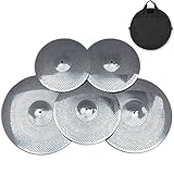 Low Volume Cymbal Pack, Quiet Cymbal Set 14''/16''/18''/20'' (5 Pcs, Bright Silver) | FREE Cymbal...