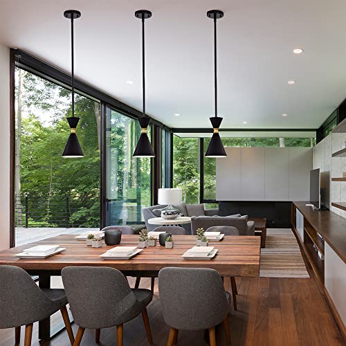 C Cattleya Kitchen Island Light Black Hanging Pendant Light With Brass Accent Modern Ceiling Light Fixture For Kitchen Dining Room Bar Living Room,Adjustable Rods #TOP2