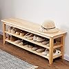 XKZG Storage Bench Wooden Shoe Bench Simple Style Wood Entryway Bench Shoe Rack Natural472