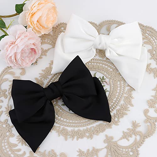 Atoden Hair Bows For Women Big Silky Satin Hair Bow 2 Pcs Hair Barrettes For Women Large Hair Bow Clips Silky White Hair Bow Black Hair Bow Oversized French Bowknot Ribbons Hair Barrettes Metal Hair Clips Vintage Cute Hair Accessories For Women Girls Hair Decorations Gifts For Women #TOP6