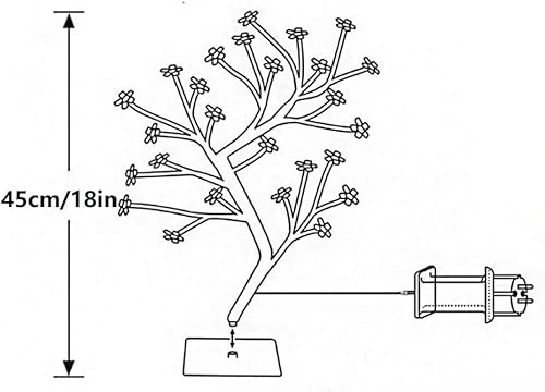 Miniatura 2 de Lxcom Lighting Árbol bonsái LED de flor de cerezo de 18 pulgadas, 48 luces LED enchufables para escritorio, bonsái, árbol iluminado, lámpara de mesa