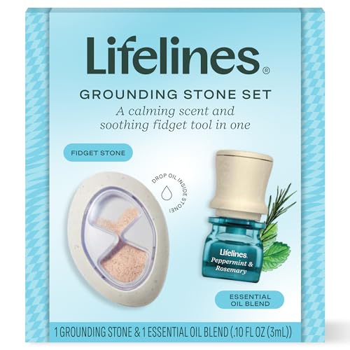 Lifelines Scent-Infused Grounding Stone & Oil Blend - Portable Fidgets for Tweens Teens & Adults with Essential Oil Blend & Diffusion Stones for Sensory Immersion - Calming Waterless Passive Diffuser