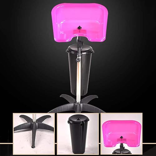 Miniatura 2 de Lavabo de salón para champú con drenaje y cubo de agua, soporte portátil de tubo de acero inoxidable de altura ajustable, barberías, champú ABS
