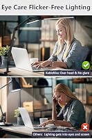 KableRika Schreibtischlampe LED Klemmbar Doppelkopf, 24W dimmbar Schwarz – Ansicht 8